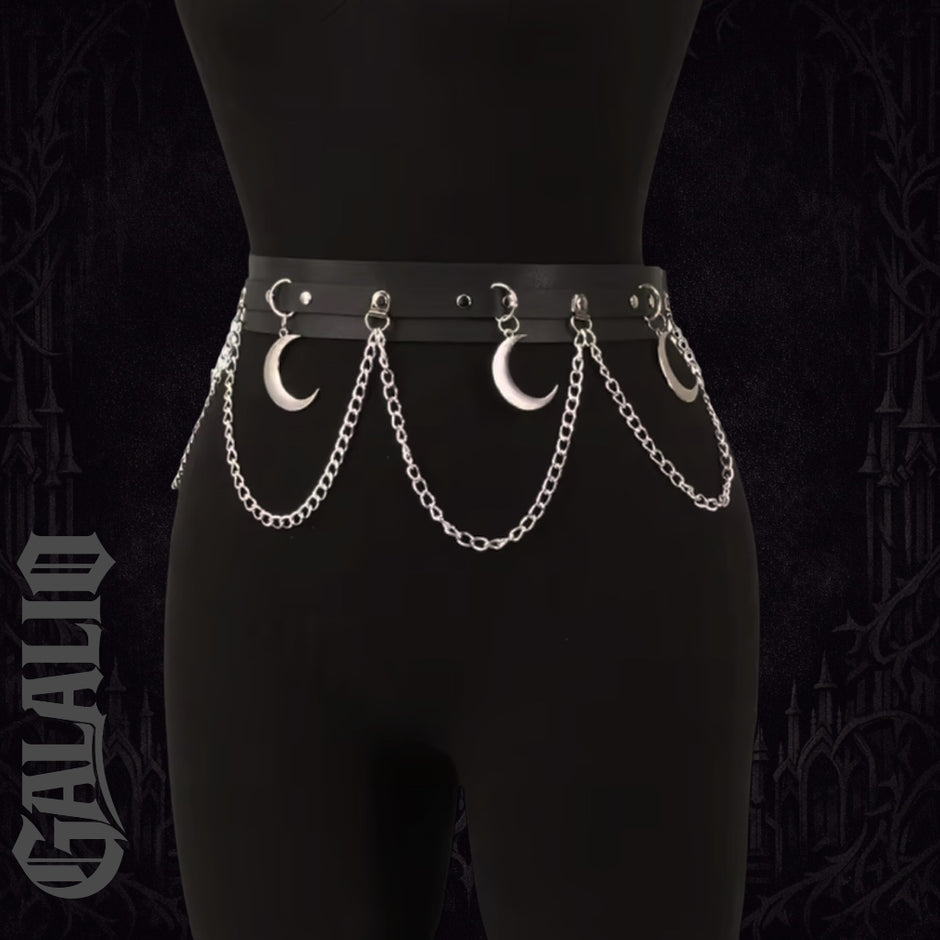 Women Punk Gothic PU Leather Waist Harness Garter Belt