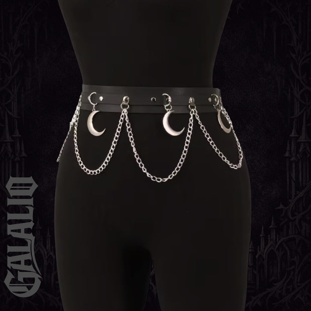 Women Punk Gothic PU Leather Waist Harness Garter Belt