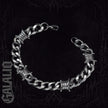Men 11mm Wide Punk Stainless Steel Spike Interlocking Chain Bracelet