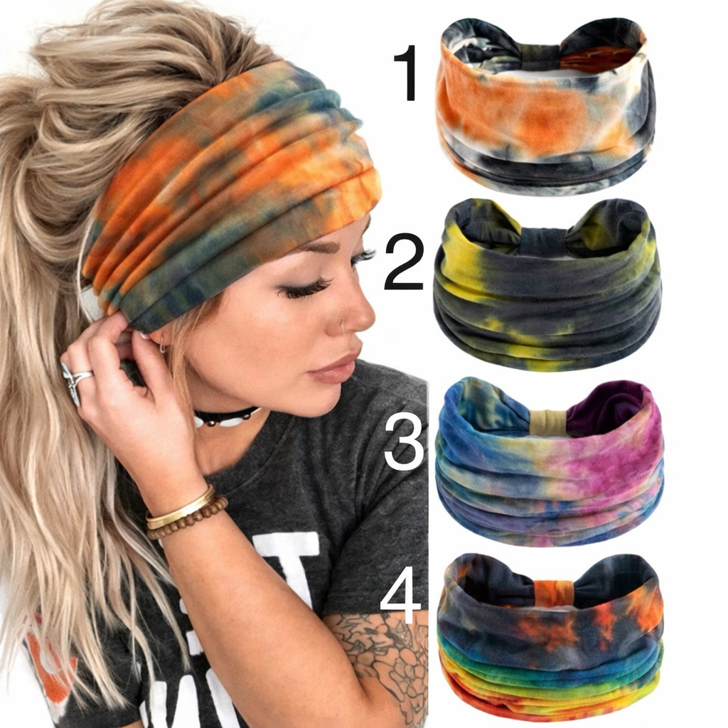 Women Tie Dye Fashion Wide Hair Band For Daily Life