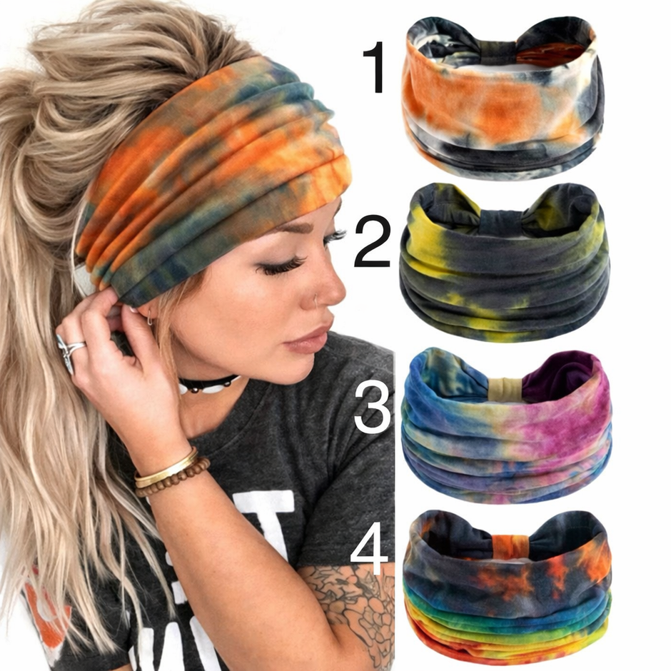 Women Tie Dye Fashion Wide Hair Band For Daily Life