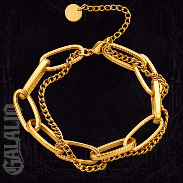 Women Stainless Steel Double Layer Chain Bracelet