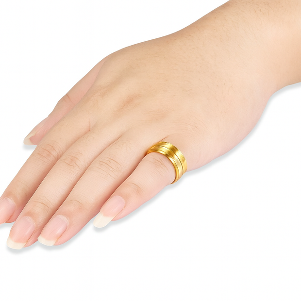 Unisex Stainless Steel Gold Color Ring
