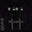 1Pair Men Stainless Steel Cross Design Hoop Earrings
