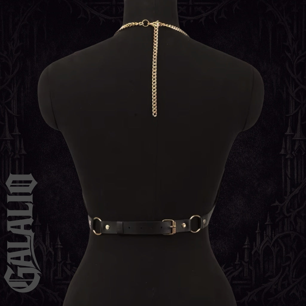 Women Punk Pu Leather Corset Top Black Corset Fashion Corset Harness