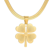Stainless Steel Necklace With Yellow Four Leaf Clover Pendant