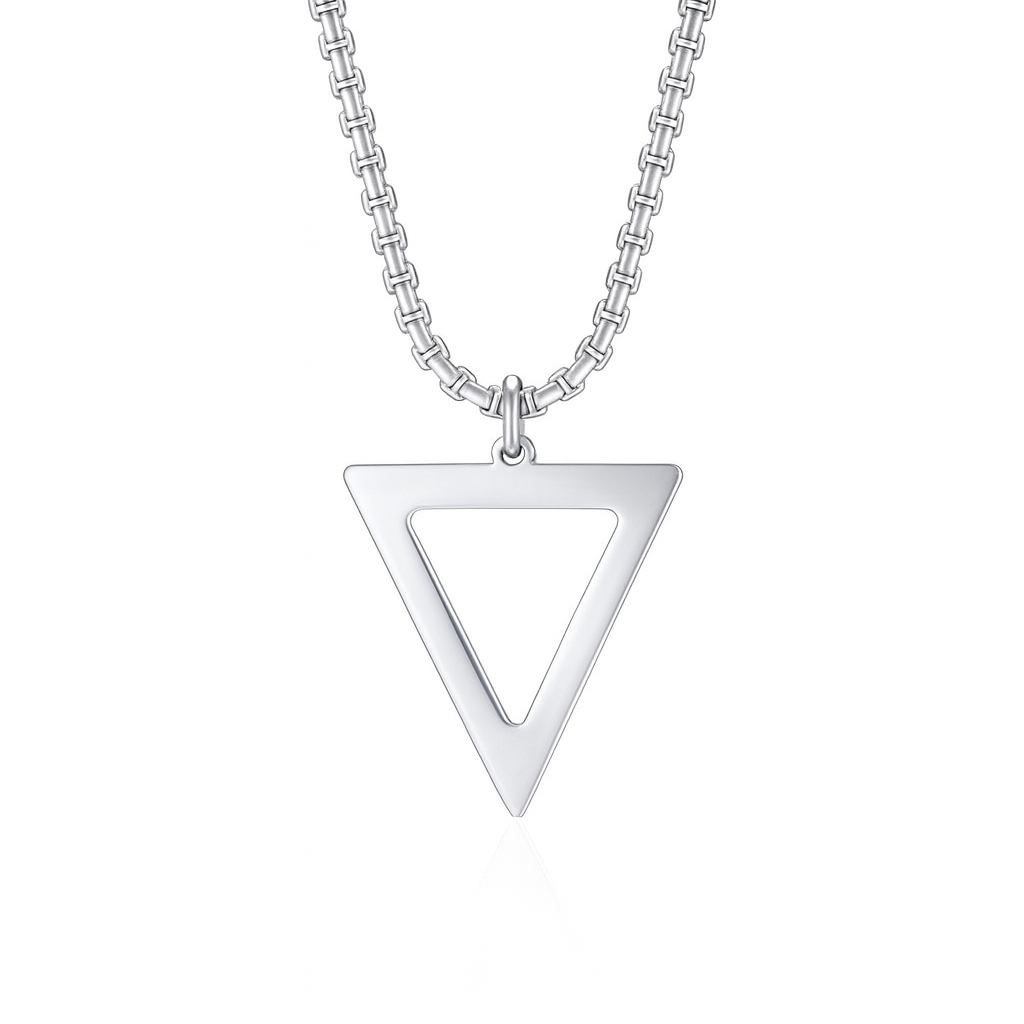 Stainless Steel Hollow Triangle Pendant Necklace