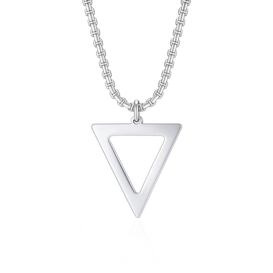 Stainless Steel Hollow Triangle Pendant Necklace