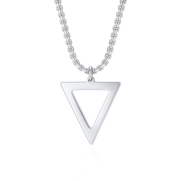 Stainless Steel Hollow Triangle Pendant Necklace