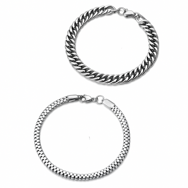 2Pcs Stainless Steel Men Bracelet