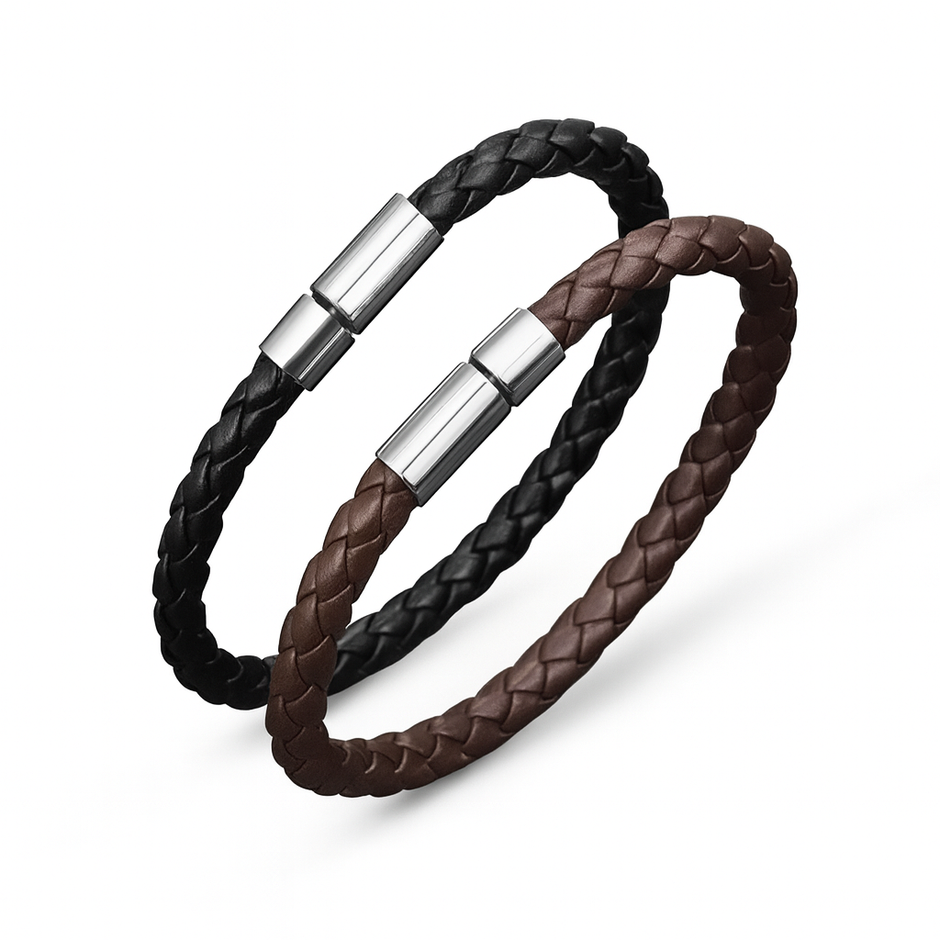 Unisex Magnetic Buckle Leather Bracelet