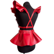 Women Fashion Leather Body Harness Belt Skirt With Ruffle