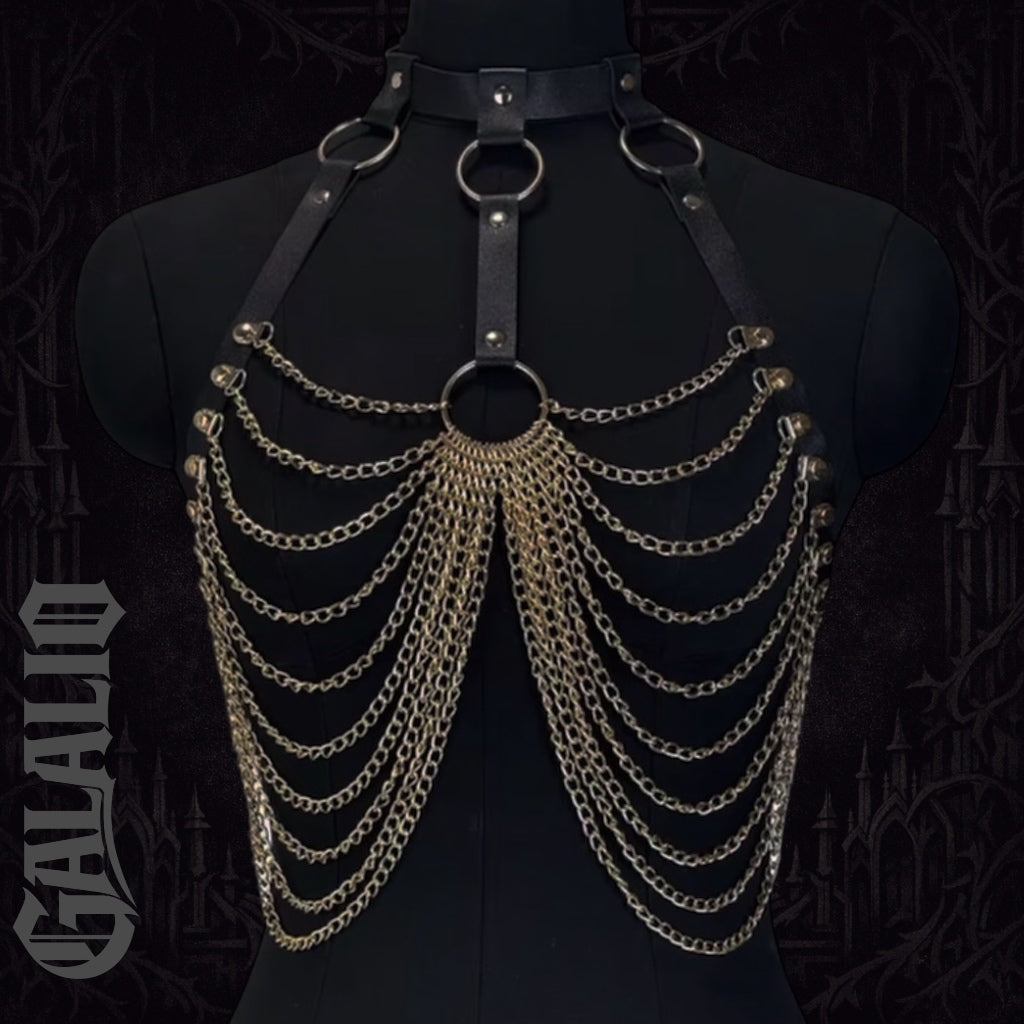 Women Trend Punk Belt Bondage Belt Street Style Gold Chain Suspenders