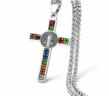 Stainless Steel Crystal Cross Pendant Necklace