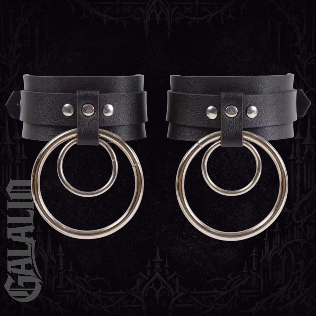 1 Pair PU Leather Stylish Metal Ring Ankle Strap Belt Foot Bracelet