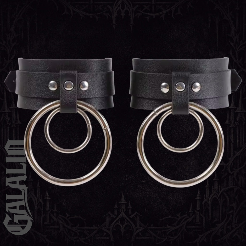 1 Pair PU Leather Stylish Metal Ring Ankle Strap Belt Foot Bracelet