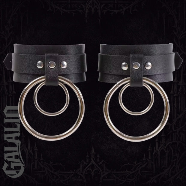 1 Pair PU Leather Stylish Metal Ring Ankle Strap Belt Foot Bracelet