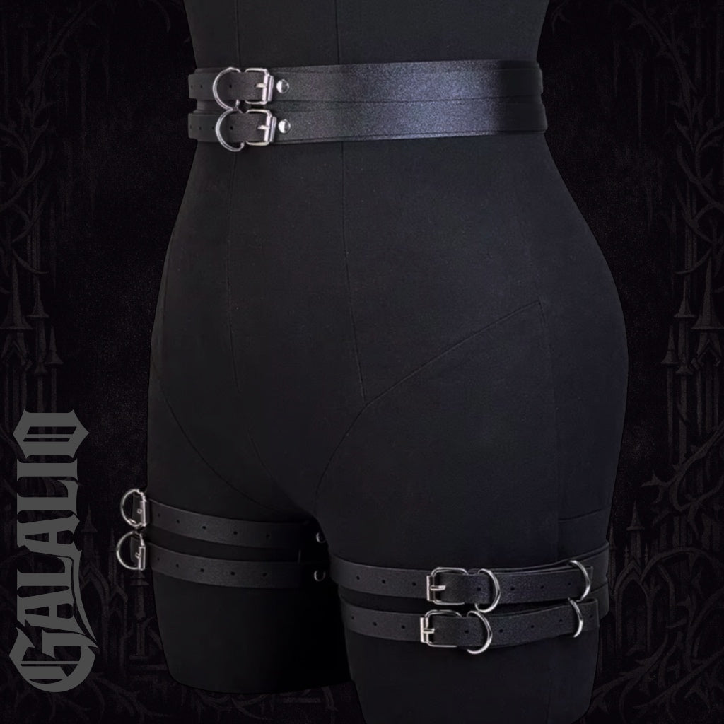Black Leather Tight Strap Adjustable Body Decoration Strap