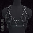Women Gothic Punk Black PU Leather Grid Chest Harness