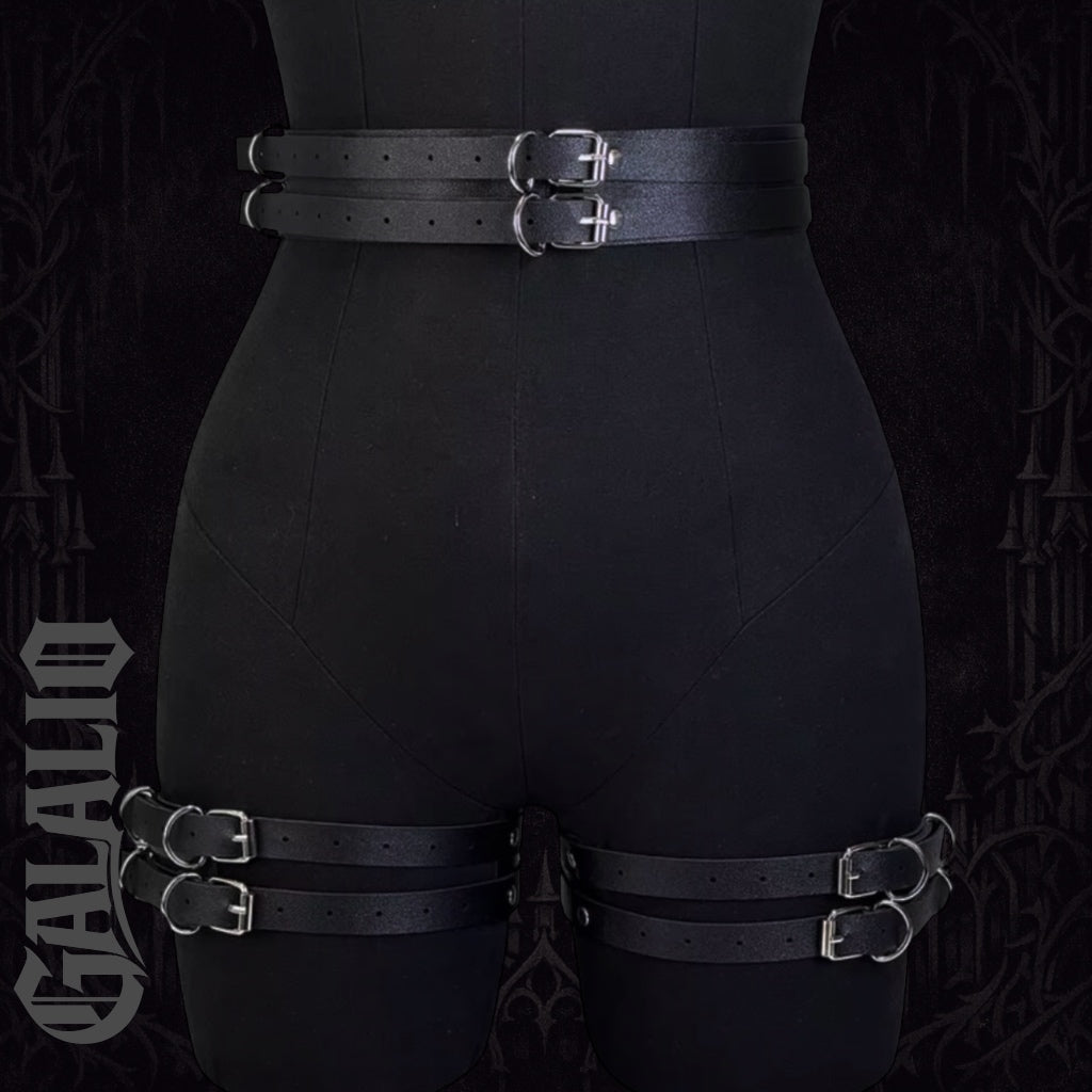 Black Leather Tight Strap Adjustable Body Decoration Strap