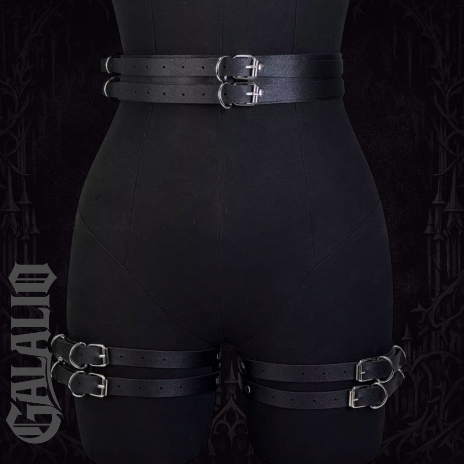 Black Leather Tight Strap Adjustable Body Decoration Strap