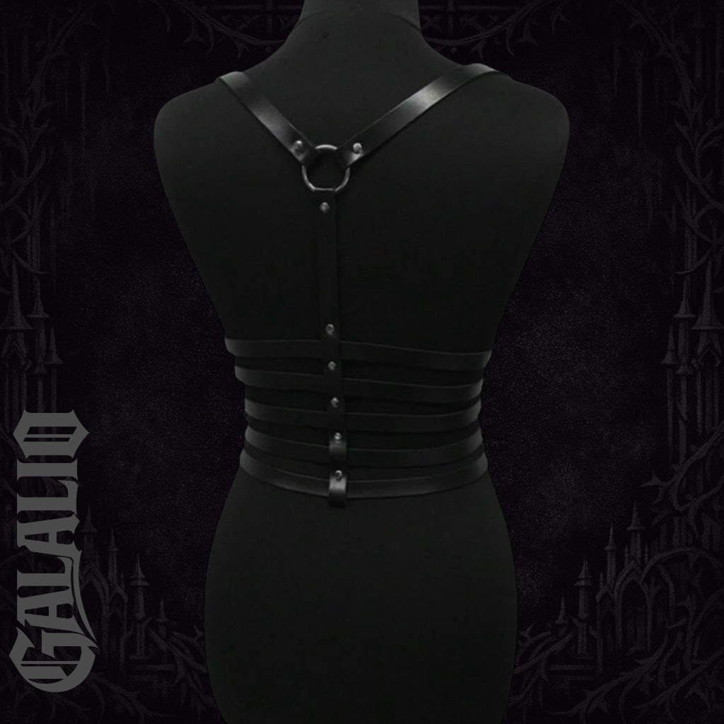 Women Gothic Style 5 Layer Chain Faux Leather Harness