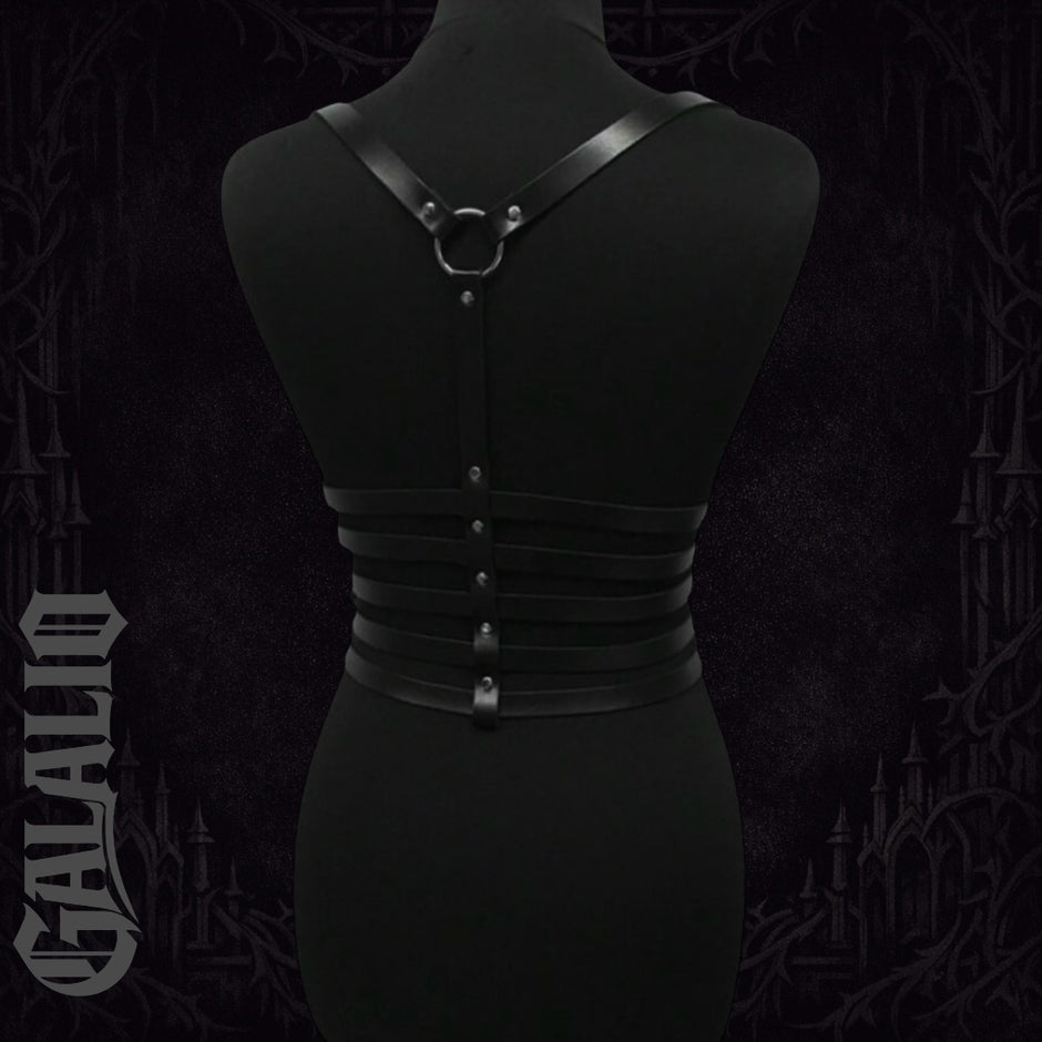 Women Gothic Style 5 Layer Chain Faux Leather Harness