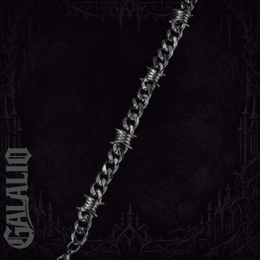 Men 11mm Wide Punk Stainless Steel Spike Interlocking Chain Bracelet