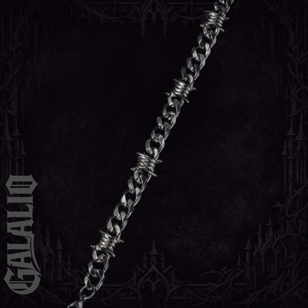 Men 11mm Wide Punk Stainless Steel Spike Interlocking Chain Bracelet
