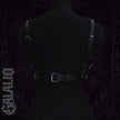 Women Gothic Punk Black PU Leather Grid Chest Harness