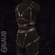Women PU Leather Full Body Steampunk Removable Cuffs Harness