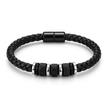 Men Braided Leather Stainless Steel Bracelet