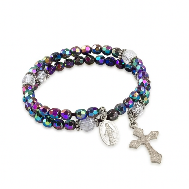 6mm Acrylic Beads Cross Pendant Bracelet