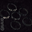 6Pcs/Set Black Punk Skull & Star Shaped Alloy & Pu Leather Bracelet