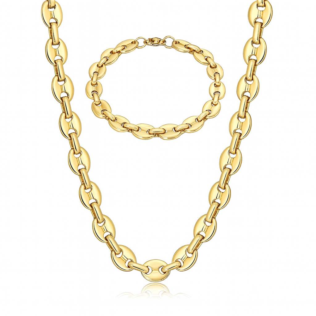 Men's Fashionable Simplicity Necklace Set, Including 1pc Necklace & 1pc Bracelet