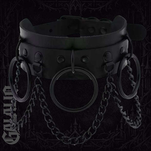 Black Gothic Punk Goth Chain Collar Dark Fashion Leather Choker Necklace