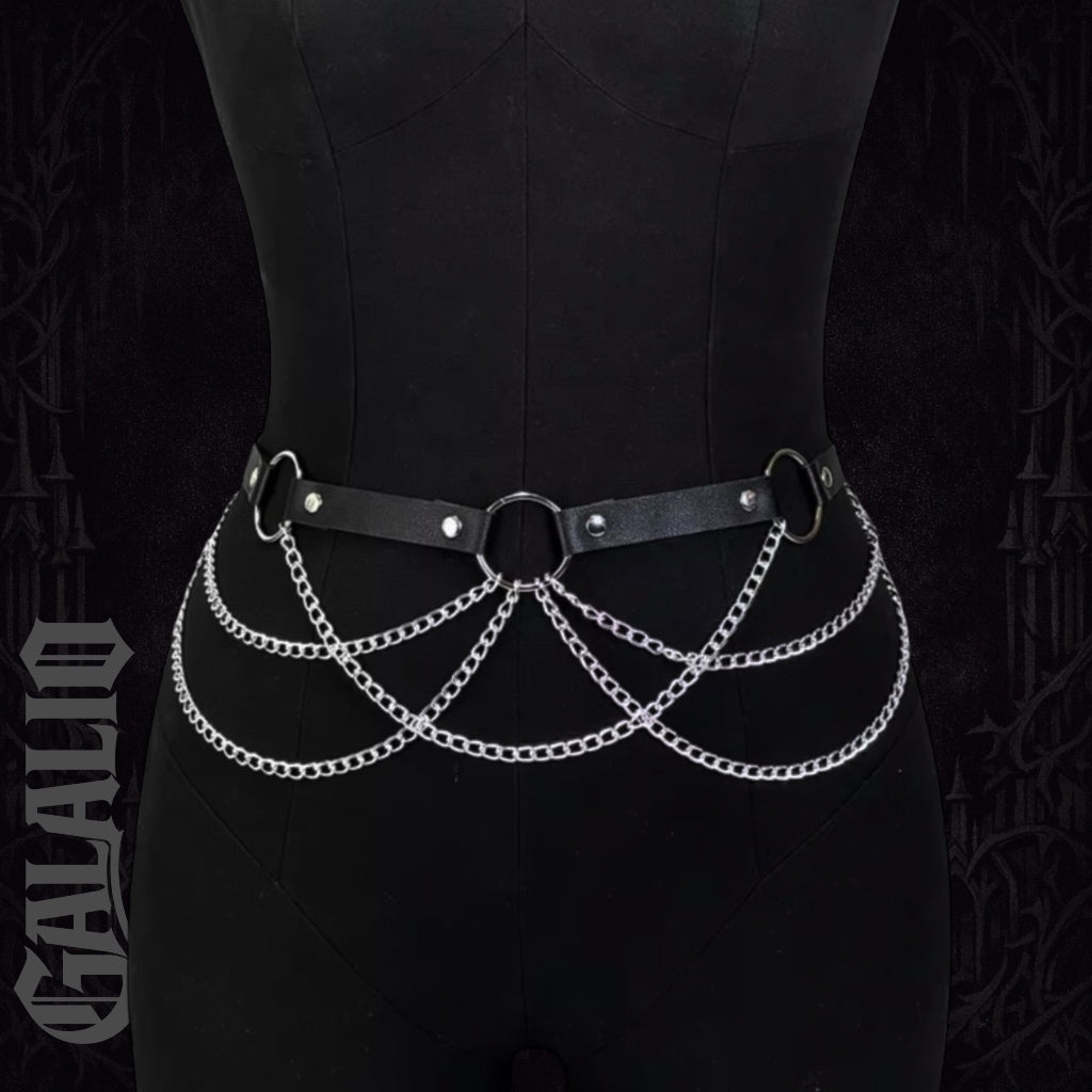 Women Sexy Body Chain PU Leather Waist Chain Harness