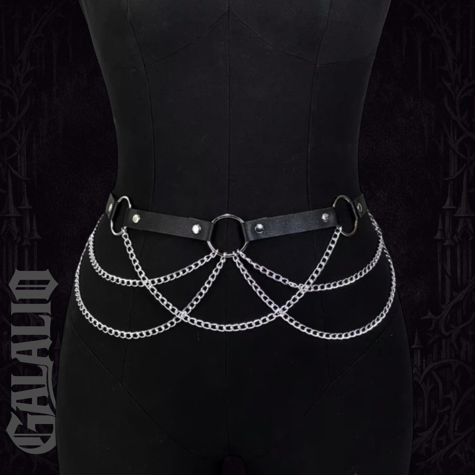 Women Sexy Body Chain PU Leather Waist Chain Harness