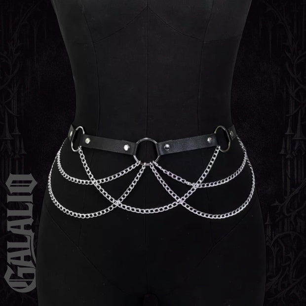 Women Sexy Body Chain PU Leather Waist Chain Harness