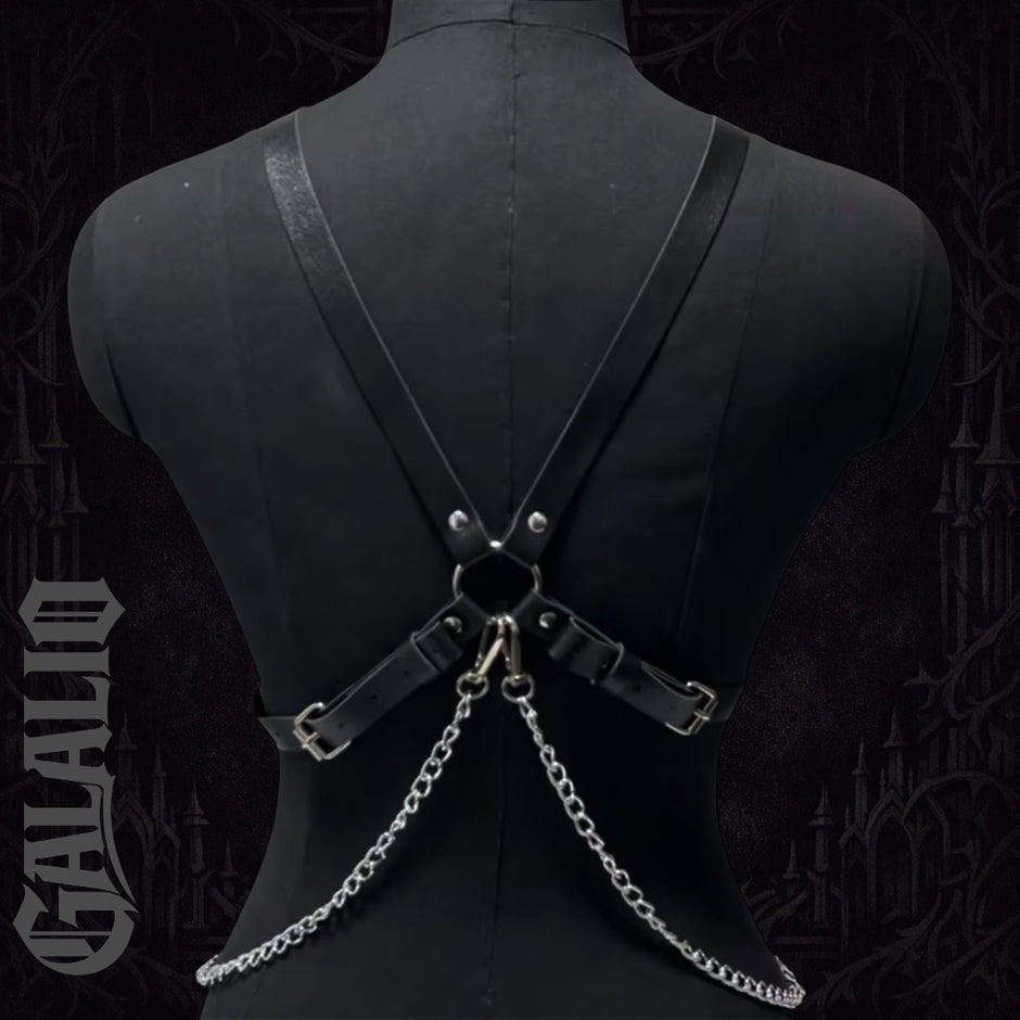 Punk Style Women PU Leather with Chains Adjustable Harness