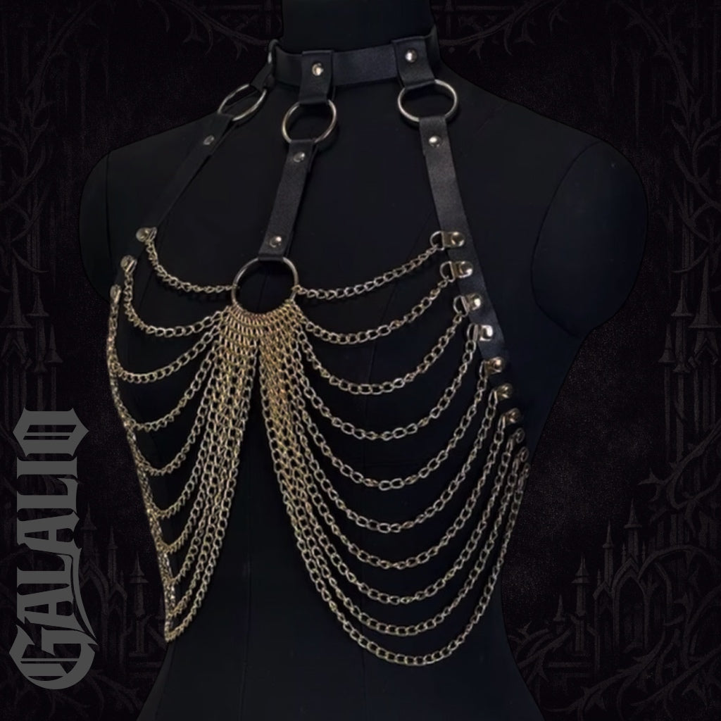 Women Trend Punk Belt Bondage Belt Street Style Gold Chain Suspenders