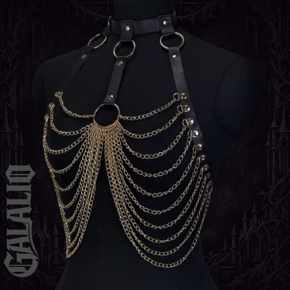 Women Trend Punk Belt Bondage Belt Street Style Gold Chain Suspenders