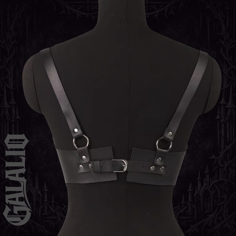 Women Black PU Leather Chest Harness Belt