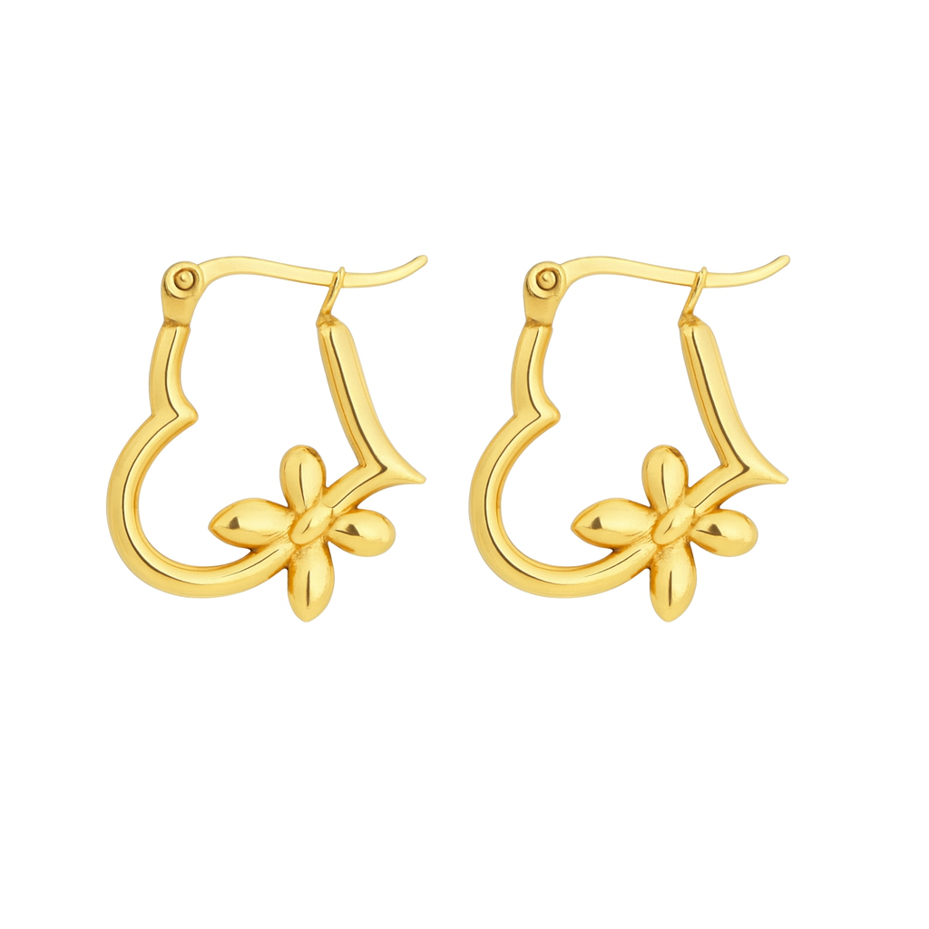 1Pair Women Stainless Steel Heart Shaped Earrings