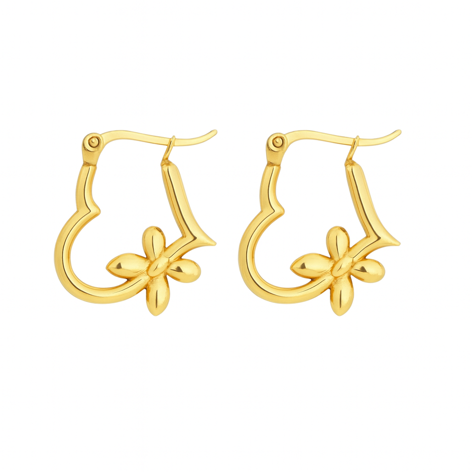 1Pair Women Stainless Steel Heart Shaped Earrings