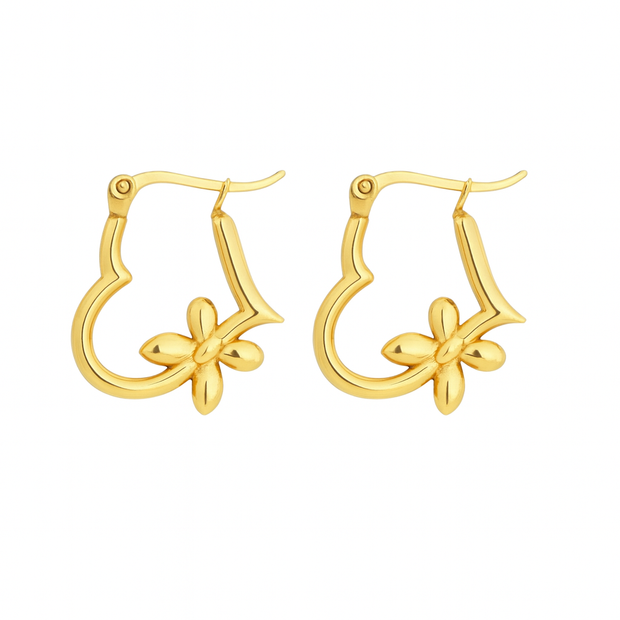 1Pair Women Stainless Steel Heart Shaped Earrings