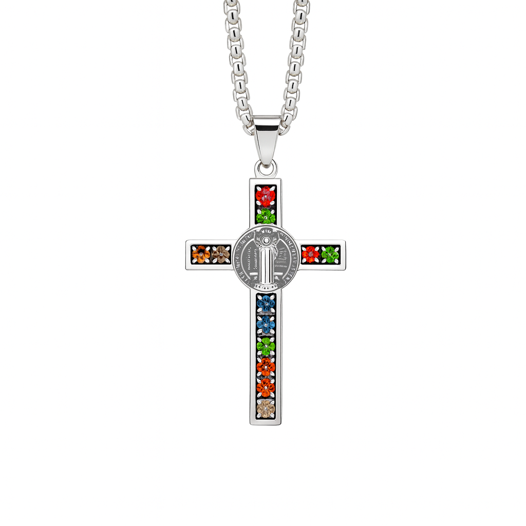 Stainless Steel Crystal Cross Pendant Necklace