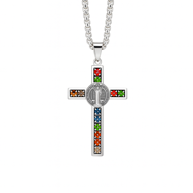 Stainless Steel Crystal Cross Pendant Necklace