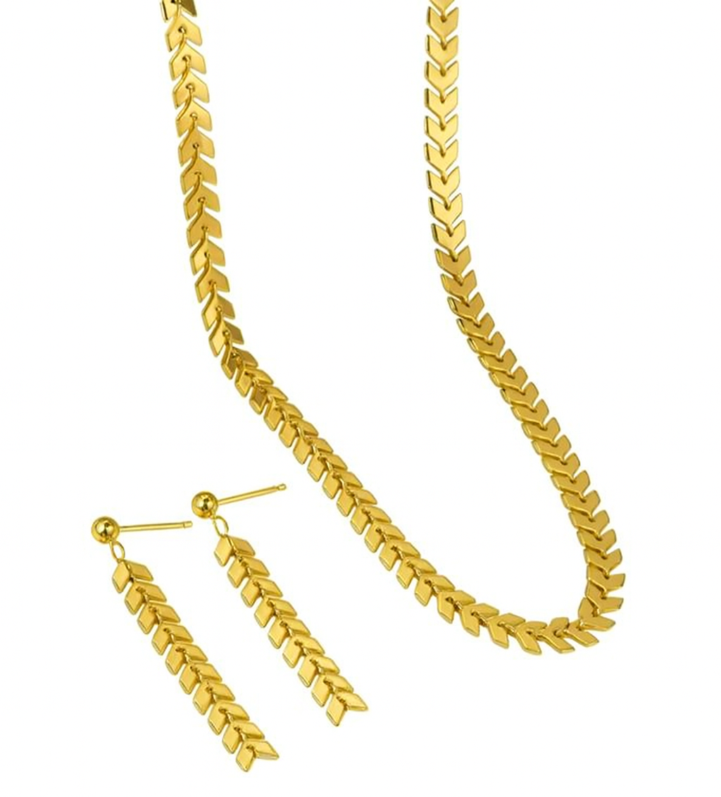 Women Stainless Steel Necklace & Earring Set