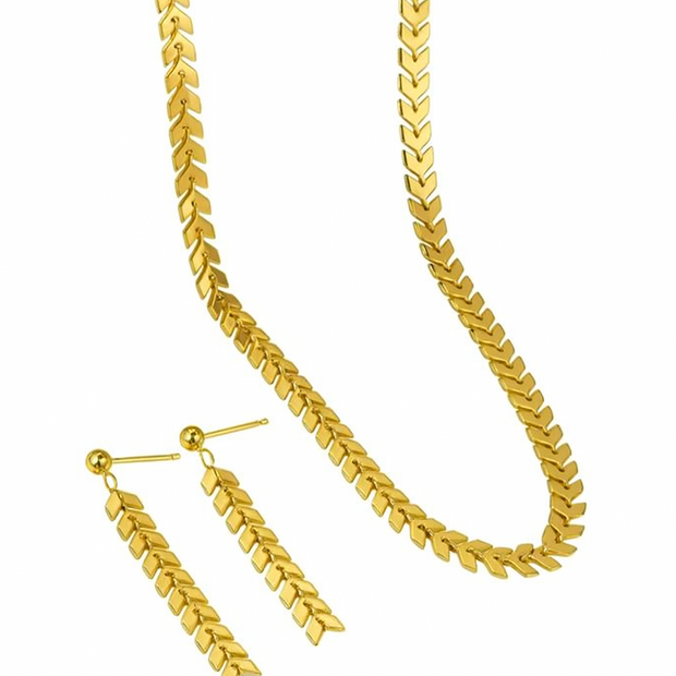 Women Stainless Steel Necklace & Earring Set